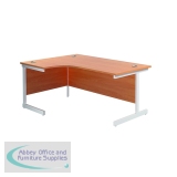 Jemini Radial Left Hand Cantilever Desk 1800x1200x730mm Beech/White KF802089