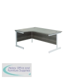 Jemini Radial Left Hand Cantilever Desk 1800x1200x730mm Grey Oak/White KF802095