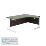 Jemini Radial Right Hand Cantilever Desk 1800x1200x730mm Dark Walnut/White KF802191