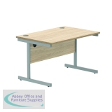 Astin Rectangular Single Upright Cantilever Desk 1200x800x730mm Canadian Oak/Silver KF803158