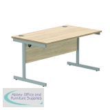 Astin Rectangular Single Upright Cantilever Desk 1400x800x730mm Canadian Oak/Silver KF803288