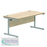 Astin Rectangular Single Upright Cantilever Desk 1600x800x730mm Canadian Oak/Silver KF803297