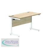 Astin Rectangular Single Upright Cantilever Desk 1200x600x730mm Canadian Oak/Arctic White KF803307