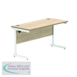 Astin Rectangular Single Upright Cantilever Desk 1400x600x730mm Canadian Oak/Arctic White KF803457