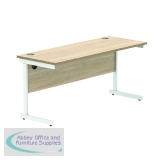 Astin Rectangular Single Upright Cantilever Desk 1600x600x730mm Canadian Oak/Arctic White KF803467