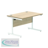 Astin Rectangular Single Upright Cantilever Desk 1200x800x730mm Canadian Oak/Arctic White KF803477