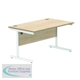 Astin Rectangular Single Upright Cantilever Desk 1400x800x730mm Canadian Oak/Arctic White KF803487