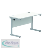 Astin Rectangular Single Upright Cantilever Desk 1200x600x730mm Arctic White/Silver KF803507