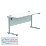 Astin Rectangular Single Upright Cantilever Desk 1400x600x730mm Arctic White/Silver KF803517