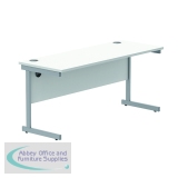 Astin Rectangular Single Upright Cantilever Desk 1600x600x730mm Arctic White/Silver KF803527