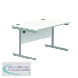 Astin Rectangular Single Upright Cantilever Desk 1200x800x730mm Arctic White/Silver KF803537