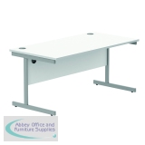 Astin Rectangular Single Upright Cantilever Desk 1600x800x730mm Arctic White/Silver KF803567