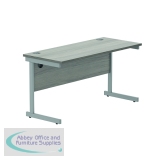 Astin Rectangular Single Upright Cantilever Desk 1400x600x730mm Alaskan Grey Oak/Silver KF803657