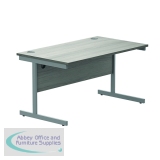 Astin Rectangular Single Upright Cantilever Desk 1400x800x730mm Alaskan Grey Oak/Silver KF803687