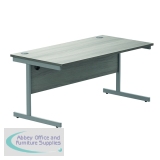 Astin Rectangular Single Upright Cantilever Desk 1600x800x730mm Alaskan Grey Oak/Silver KF803697