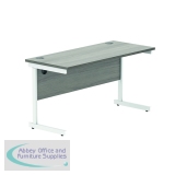 Astin Rectangular Single Upright Cantilever Desk 1400x600x730 Alaskan Grey Oak/Arctic White KF803717