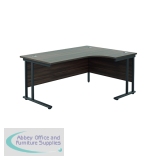 Jemini Radial Right Hand Double Upright Cantilever Desk 1800x1200x730mm Dark Walnut/Black KF803805