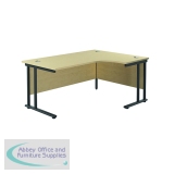 Jemini Radial Right Hand Double Upright Cantilever Desk 1800x1200x730mm Maple/Black KF803829