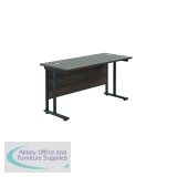 Jemini Rectangular Double Upright Cantilever Desk 1400x600x730mm Dark Walnut/Black KF803867