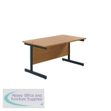 Jemini Rectangular Single Upright Cantilever Desk 1200x800x730mm Nova Oak/Black KF803973