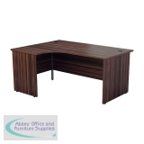 Jemini Radial Left Hand Panel End Desk 1600x1200x730mm Dark Walnut KF805052