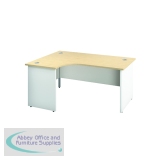 Jemini Switch Radial Left Hand Desk 1600x1200x730mm Maple/White KF805403