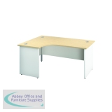 Jemini Switch Radial Left Hand Desk 1800x1200x730mm Maple/White KF805526