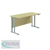 Jemini Rectangular Cantilever Desk 1200x600x730mm Maple/Silver KF806240