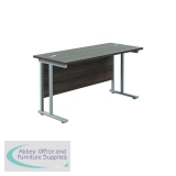 Jemini Rectangular Cantilever Desk 1200x600x730mm Dark Walnut/Silver KF806257