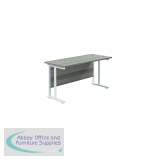 Jemini Rectangular Cantilever Desk 1200x600x730mm Grey Oak/White KF806271