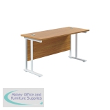 Jemini Rectangular Cantilever Desk 1200x600x730mm Nova Oak/White KF806288