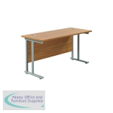 Jemini Rectangular Cantilever Desk 1400x600x730mm Nova Oak/Silver KF806349