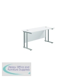 Jemini Rectangular Cantilever Desk 1400x600x730mm White/Silver KF806356