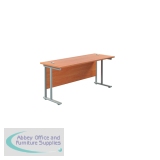 Jemini Rectangular Cantilever Desk 1600x600x730mm Beech/Silver KF806448