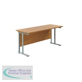 Jemini Rectangular Cantilever Desk 1600x600x730mm Nova Oak/Silver KF806462