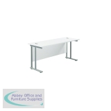 Jemini Rectangular Cantilever Desk 1600x600x730mm White/Silver KF806479