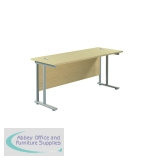 Jemini Rectangular Cantilever Desk 1600x600x730mm Maple/Silver KF806486