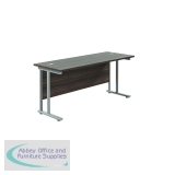 Jemini Rectangular Cantilever Desk 1600x600x730mm Dark Walnut/Silver KF806493