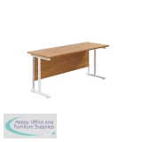 Jemini Rectangular Cantilever Desk 1600x600x730mm Nova Oak/White KF806523