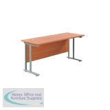 Jemini Rectangular Cantilever Desk 1800x600x730mm Beech/Silver KF806561