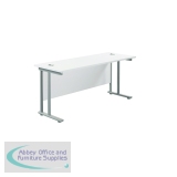 Jemini Rectangular Cantilever Desk 1800x600x730mm White/Silver KF806592