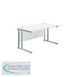 Jemini Rectangular Cantilever Desk 1200x800x730mm White/Silver KF806837