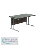 Jemini Rectangular Cantilever Desk 1200x800x730mm Dark Walnut/Silver KF806851