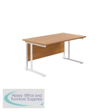 Jemini Rectangular Cantilever Desk 1200x800x730mm Nova Oak/White KF806882