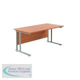 Jemini Rectangular Cantilever Desk 1600x800x730mm Beech/Silver KF807049