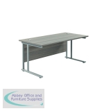 Jemini Rectangular Cantilever Desk 1600x800x730mm Grey Oak/Silver KF807056