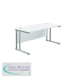 Jemini Rectangular Cantilever Desk 1600x800x730mm White/Silver KF807070