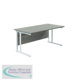 Jemini Rectangular Cantilever Desk 1600x800x730mm Grey Oak/White KF807117