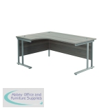 Jemini Radial Left Hand Cantilever Desk 1600x1200x730mm Grey Oak/Silver KF807537