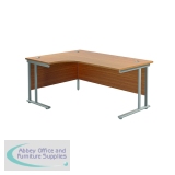 Jemini Radial Left Hand Cantilever Desk 1600x1200x730mm Nova Oak/Silver KF807544